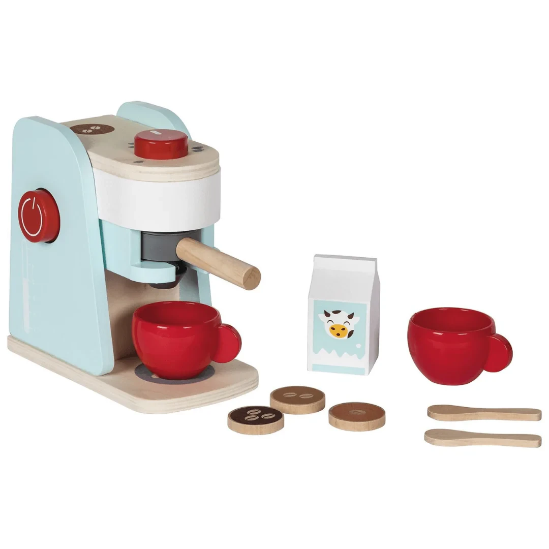 Playtive Wooden Coffee Machine with Sound Effect Set 9-Piece